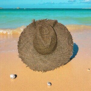 Olive & Pique Luella Sun Hat Women’s Beige Straw Wide Brim Fedora OS
